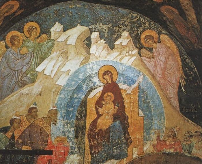 Поклонение волхвов. Фрагмент фрески Дионисия 