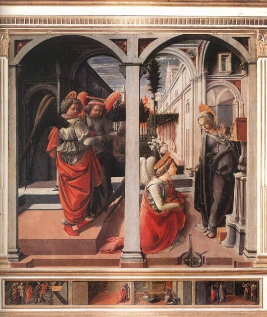 Благовещение. 1445 г.Фра Филиппо Липпи. церковь Сан Лоренцо, Флоренция.