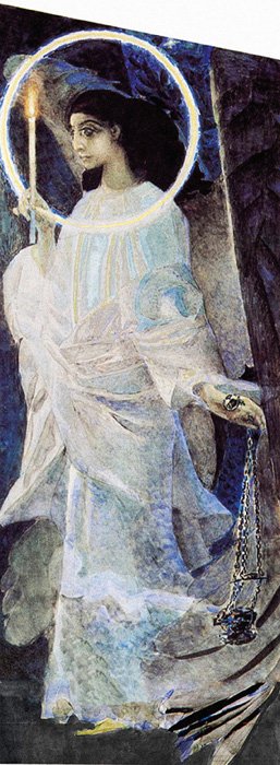 Ангел с кадилом и со свечой. Эскиз к росписи Владимирского собора в Киеве. 1887