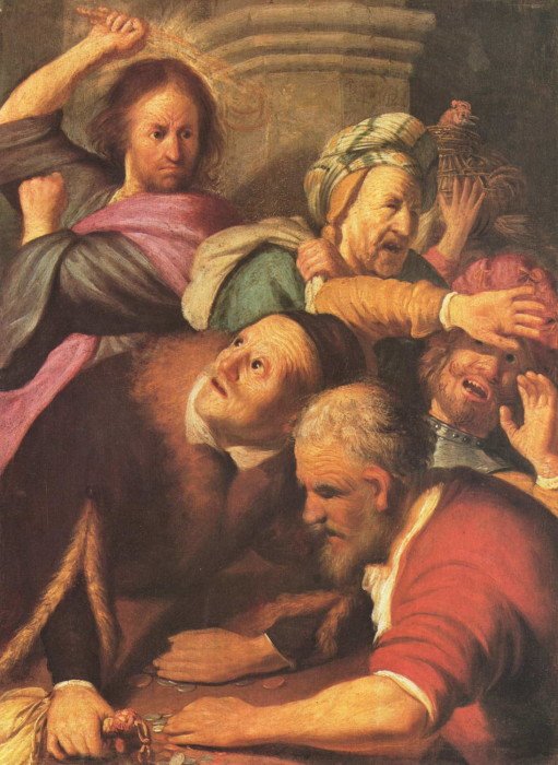 Рембрандт, Харменс ван Рейн. «Христос, изгоняющий менял из храма»