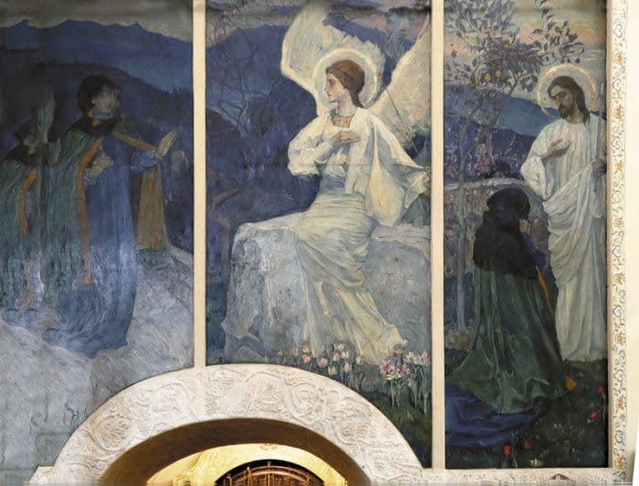 Благовещение. Фреска Покровского храма Марфо-Мариинской обители
