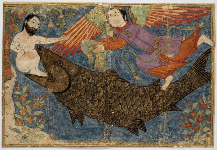 Иона и Кит. Лист из Сборника летописей. Jami al-Tavarikh. Иран. XIV в.