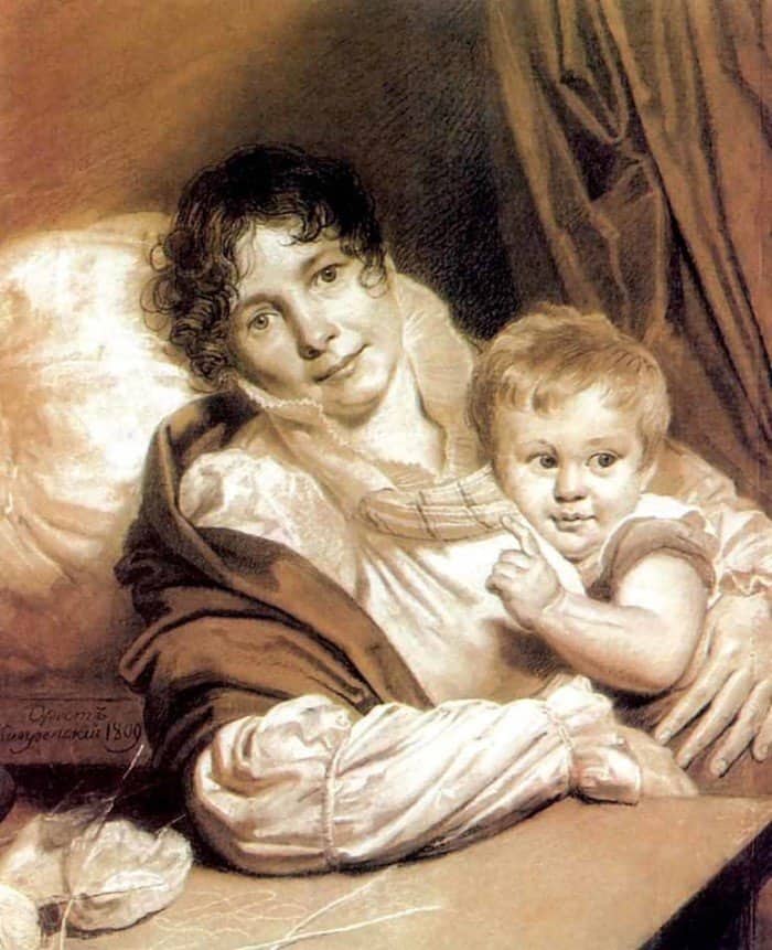 Открытки ко дню матери: Кипренский О. А. Мать с ребенком