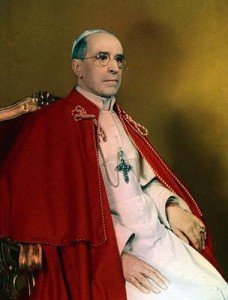 Portrait of Pope Pius XII seated on throne. --- Image by © Bettmann/CORBIS
