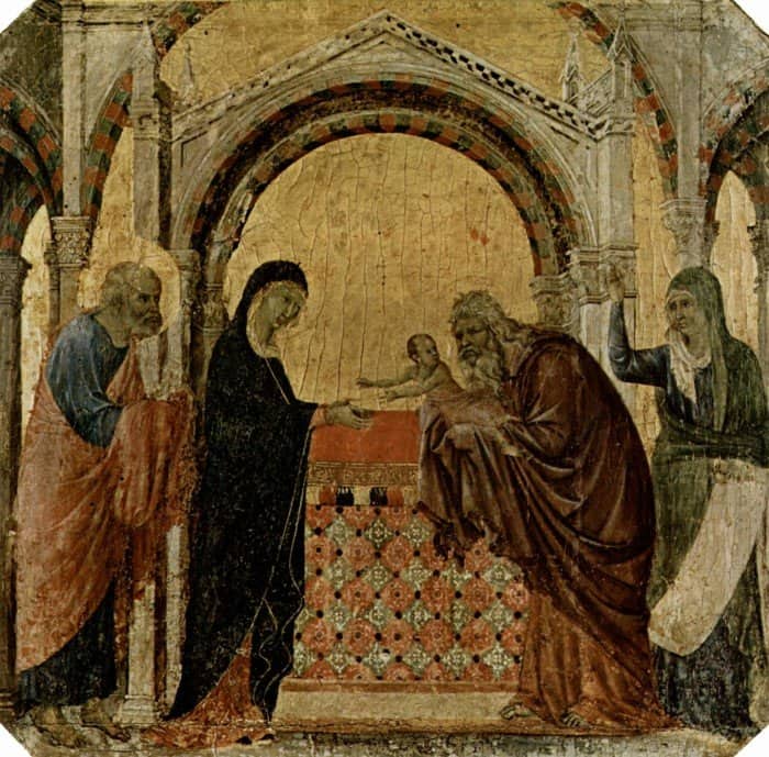 Дуччо ди Буонисенья. Принесение во храм. 1308-1311
