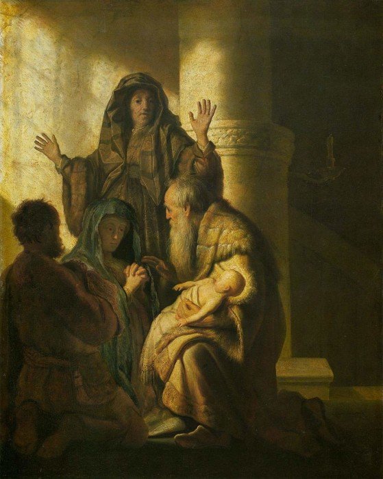 Рембрандт. Симеон и Анна узнают Господа в Иисусе. 1627