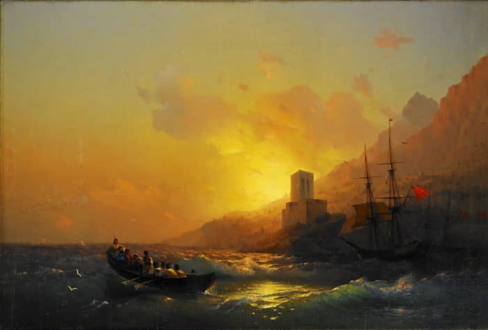 Закат над Великой Лаврой. Святой Афон. 1846