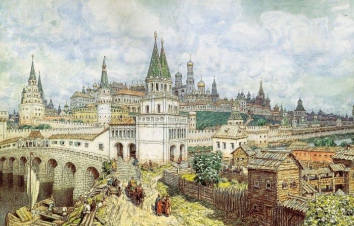 Расцвет Кремля. Всехсвятский мост и Кремль в конце XVII века. 1922