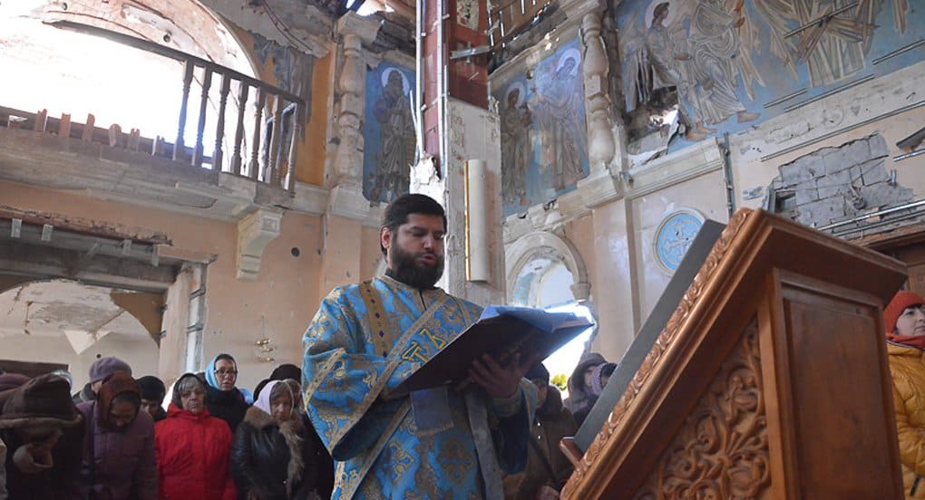 Впервые за полгода в Иверском монастыре Донецка совершили Литургию