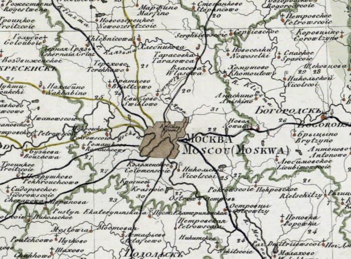 Карта Москвы, 1821 год. Источник