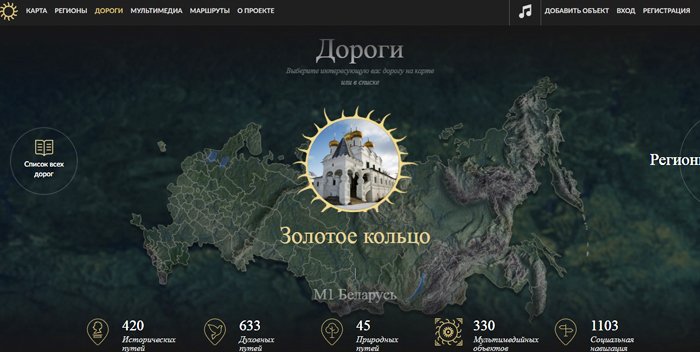 Интерактивный проект «Дороги России» знакомит с историей, культурой и природой страны