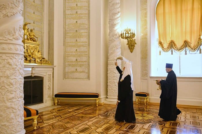 Патриарх Кирилл освятил Георгиевский зал Кремлевского дворца