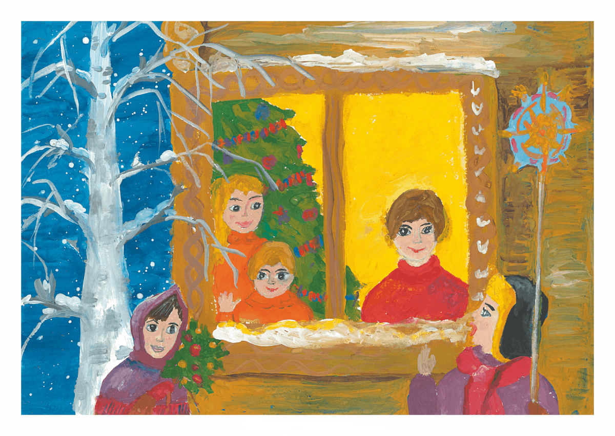 Рисунки детей традиции Рождества