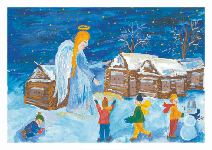 Рождественские открытки из детских рисунков помогут вылечить детей