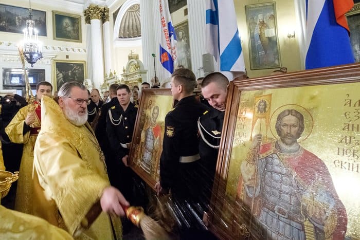 Для морпехов России освятили иконы святого князя Александра Невского