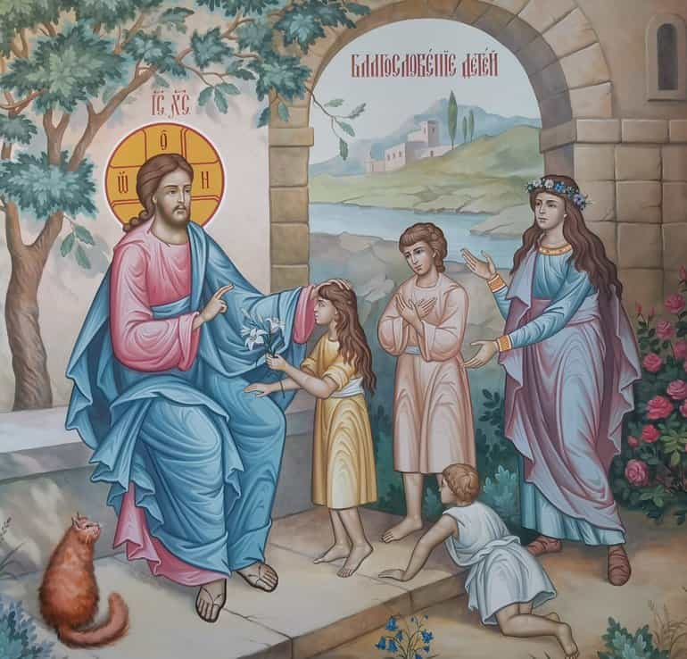 Рыжий кот стал одним из героев фрески, где Христос благословляет детей