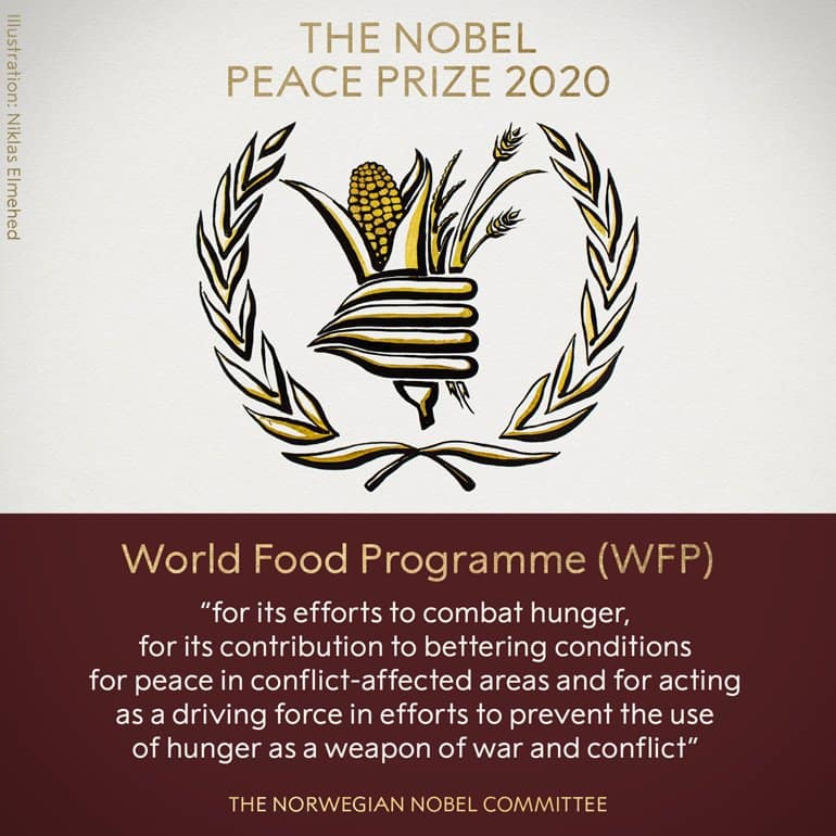 Нобелевскую премию мира 2020 дали Всемирной продовольственной программе