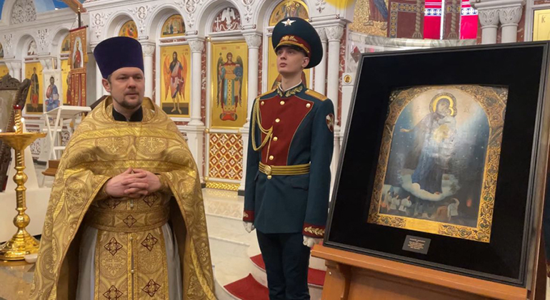 В главный храм Росгвардии передали Августовскую икону Божией Матери