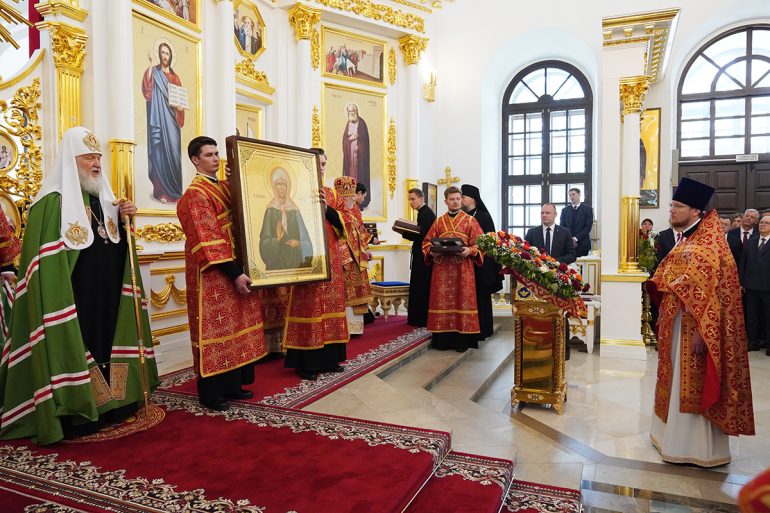 Патриарх Кирилл освятил восстановленный Благовещенский собор Воткинска, в котором крестили Петра Чайковского